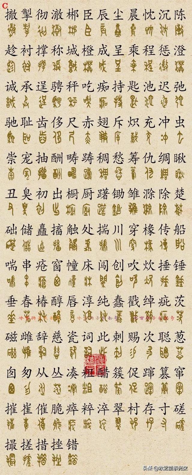 700个金文大篆楷书对照表"